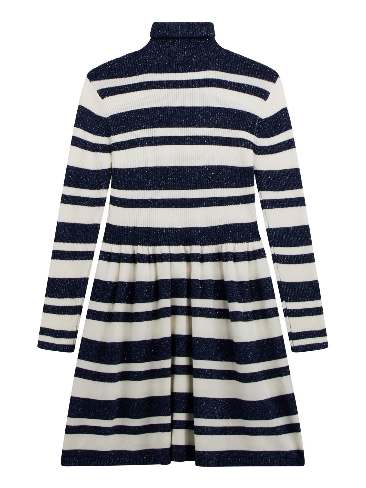 Guess Strickkleid mit Rollkragen Creme & Navy Glitzer Gestreift