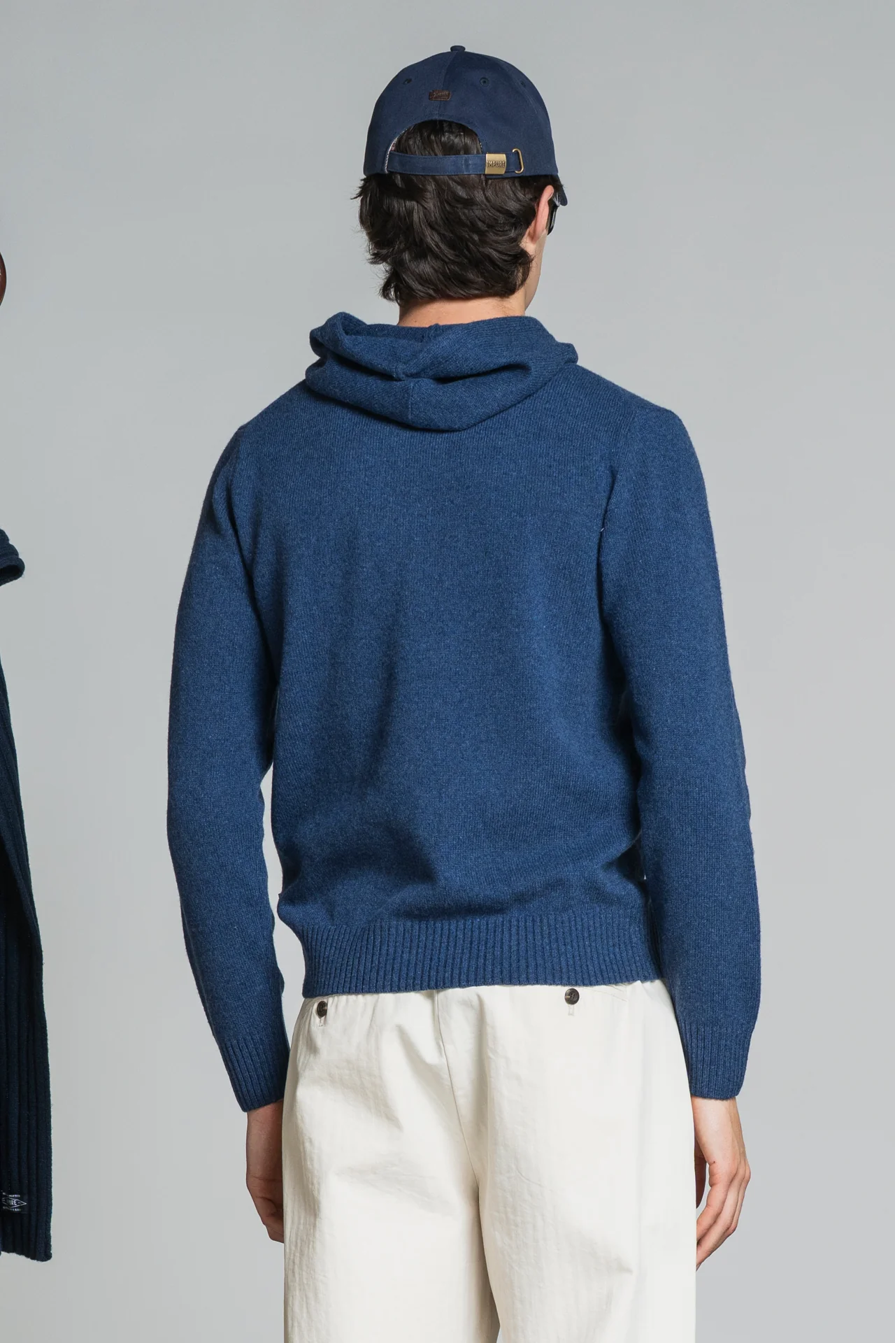 IMPURE Gerard Lammwolle Strick Hoodie Wolle Pullover in Denim Blau