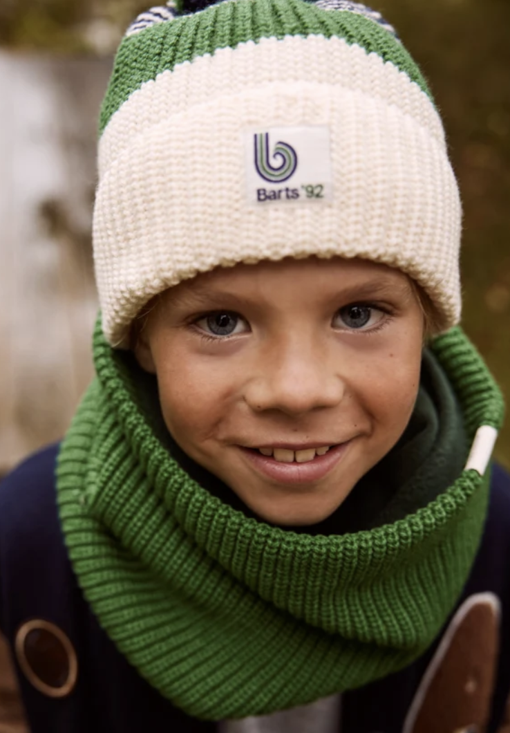 Barts Kids Ventursh Beanie Mütze mit Bommel - Cream/Creme&Grün Barts Kids Ventursh Beanie Mütze mit Bommel - Cream/Creme&Grün