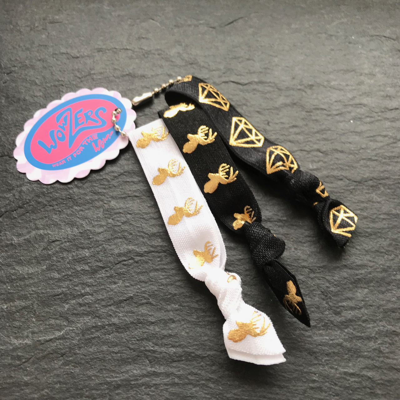 Wowzers Hair Ties Set von 3 Armbänder / Haargummis - Diamanten & Hirschen