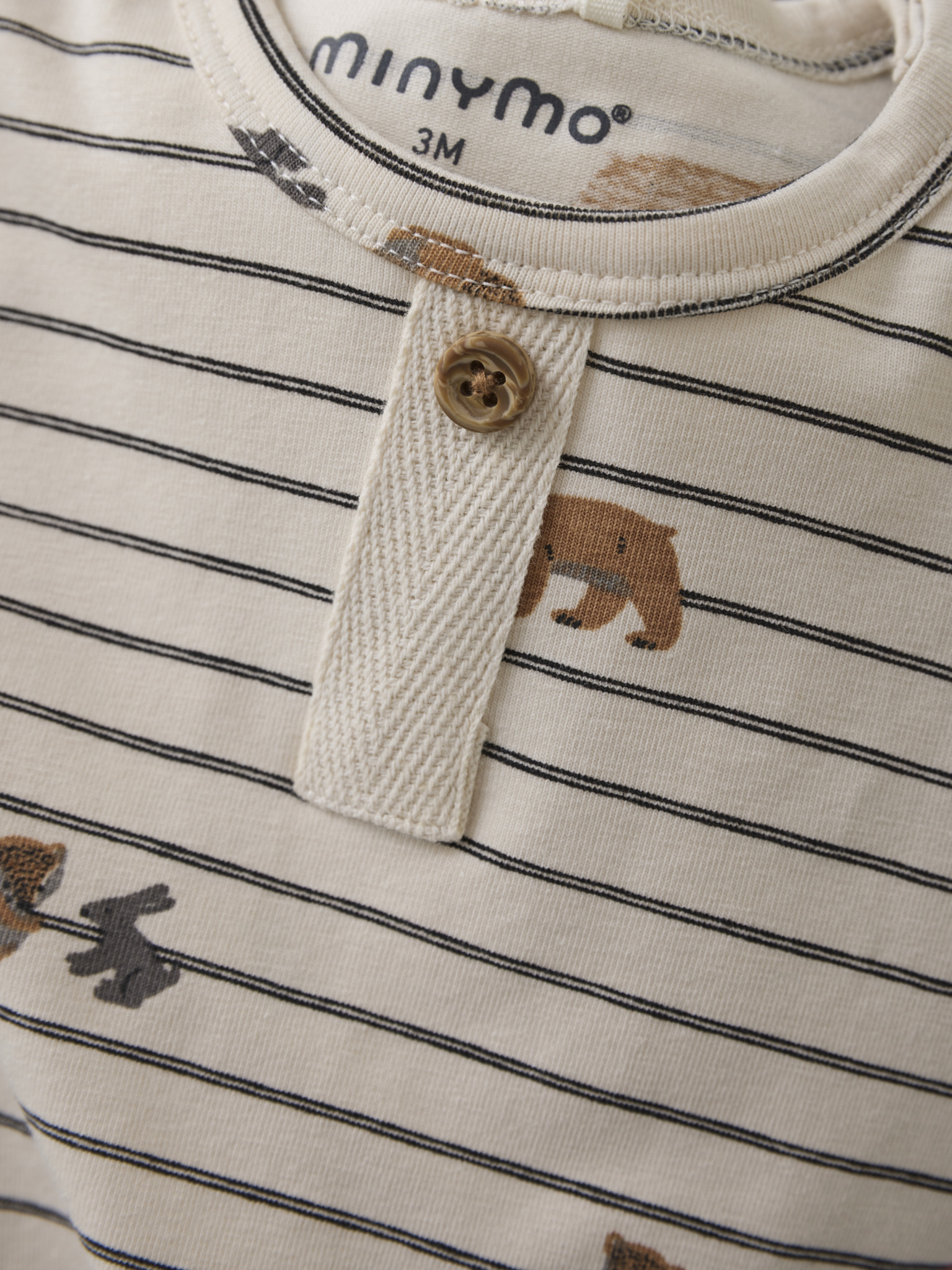 Minymo Langarm Shirt gestreift mit Tierchen - Sandshell/Beige Minymo Langarm Shirt gestreift mit Tierchen - Sandshell/Beige