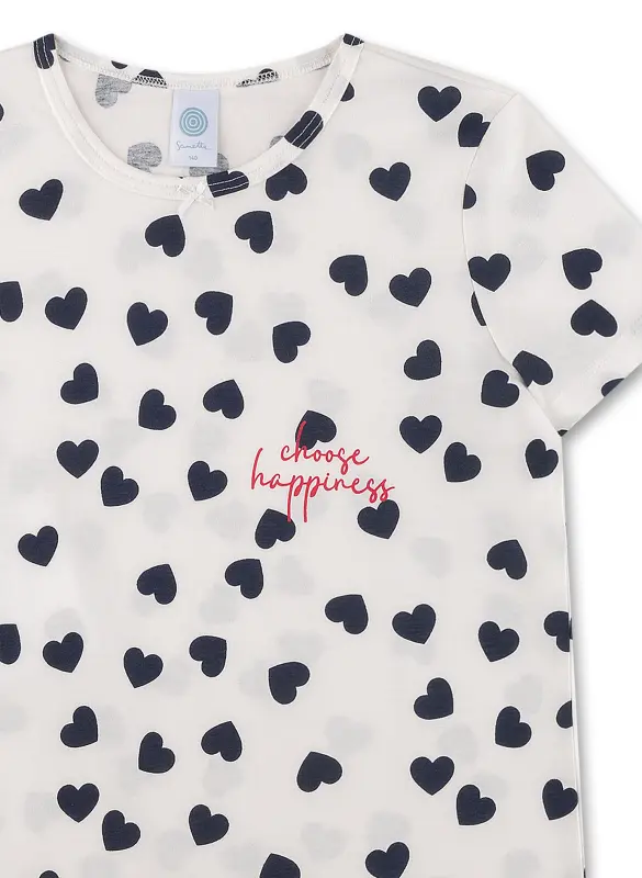 Sanetta Kurze Pyjama Navy Herzen Allover Sanetta Kurze Pyjama Navy Herzen Allover