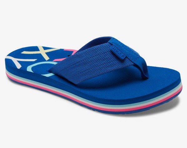 arjl101007_roxy-p_baj_frt1 Roxy Flip Flop Sandale in Baha Blau mit Regenbogen Streifen - Send It - SALE