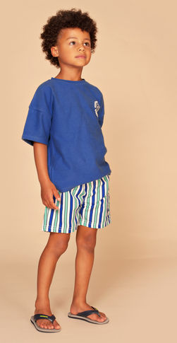Babyface Stains & Stories Kurzarm T-Shirt in Royal Blau mit Struktur - Sunny Coast Babyface Stains & Stories Kurzarm T-Shirt in Royal Blau mit Struktur - Sunny Coast