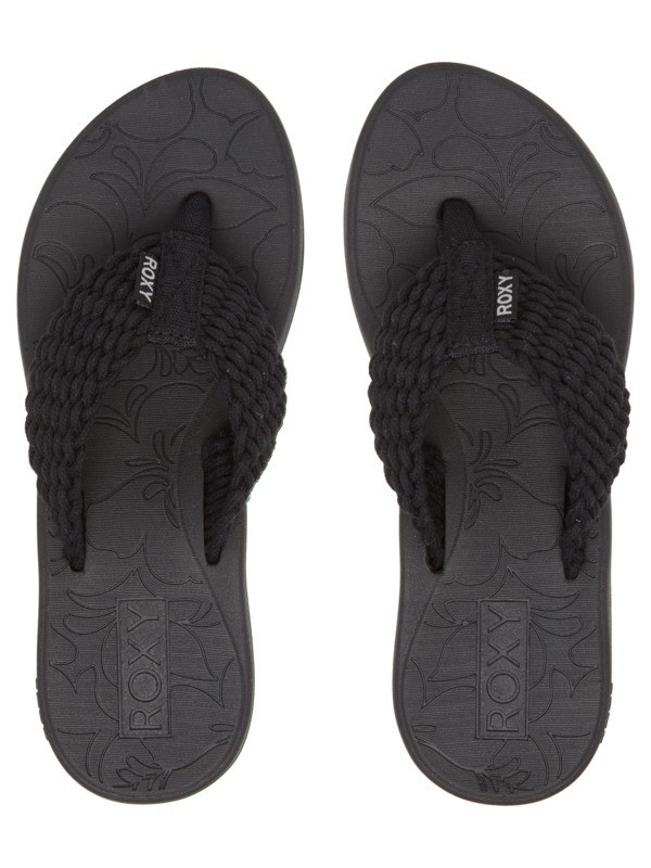 Roxy Flip Flop Sandale mit Keilabsatz geflochten in Schwarz - Caillay