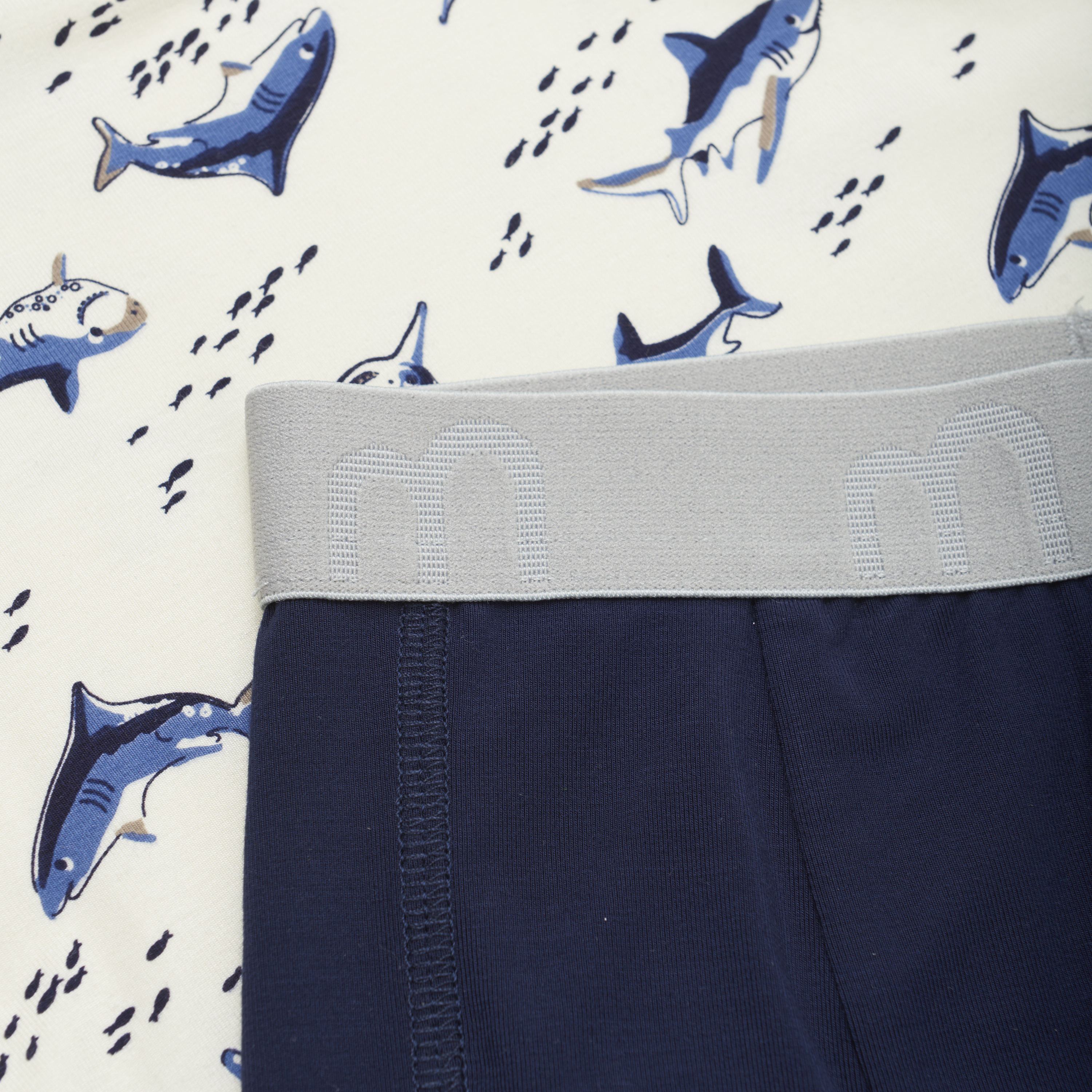 Minymo Unterwäsche Set - Bambus Viskose Navy & Haie - Unterhemd & Unterhose