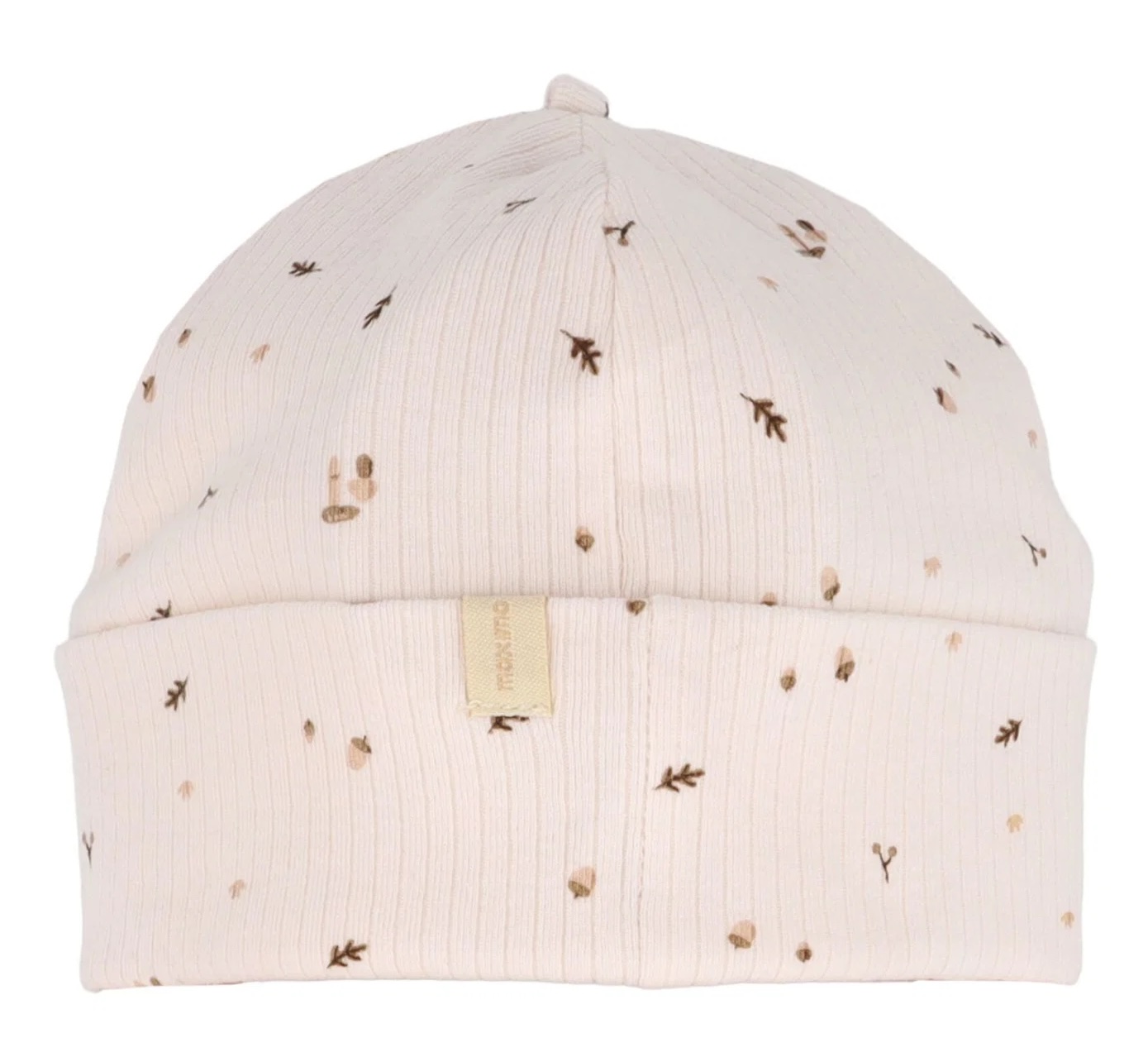 maximo Baby Umschlagmütze Unisex in Beigemeliert mit Waldmotiven – Doppellagige Jersey-Mütze maximo Baby Umschlagmütze Unisex in Beigemeliert mit Waldmotiven – Doppellagige Jersey-Mütze