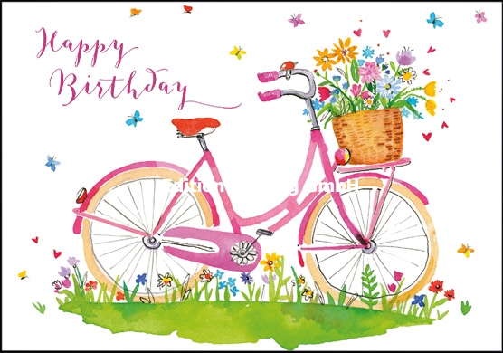 Edition Gollong Grußkarte zum Geburtstag mit Wasserfarben - Fahrrad