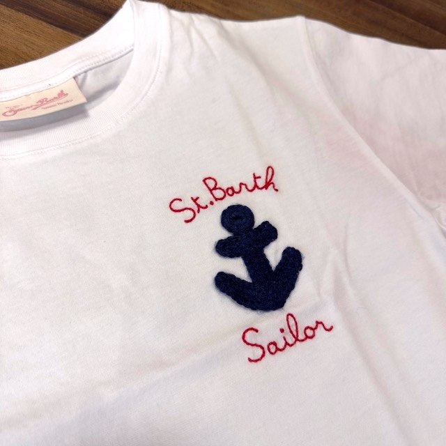 Saint Barth Malia Cropped T-Shirt in Weiß mit Anker - St. Barth Sailor - SALE