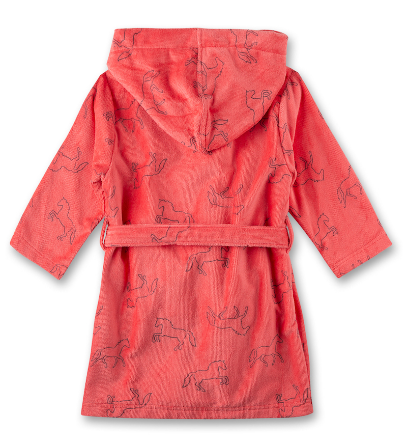Sanetta Mädchen Frottee Bademantel in Coral - Pferde