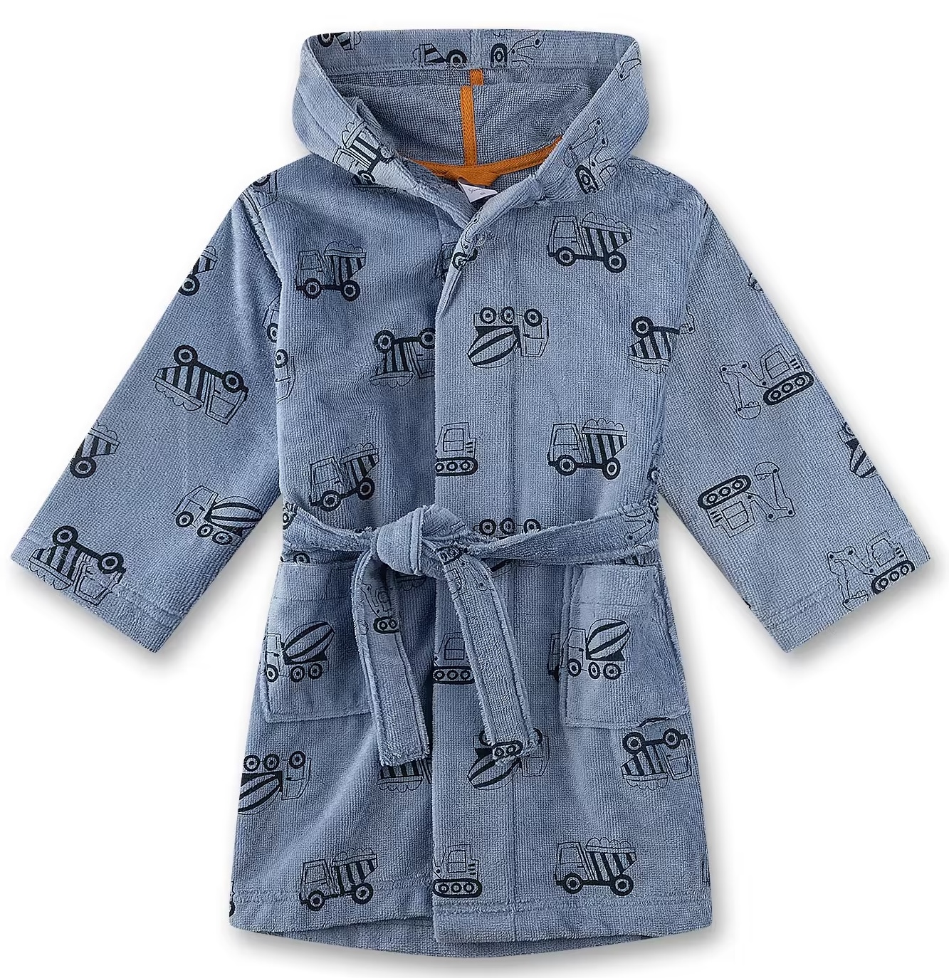 Sanetta Jungs Bademantel in Blau mit Baustellenfahrzeuge