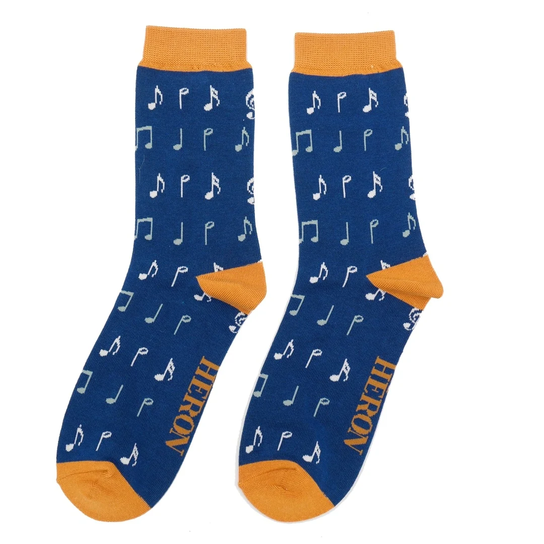 Mr. Heron Herren Socken Bambus in Navy - Musiknoten Mr. Heron Herren Socken Bambus in Navy - Musiknoten