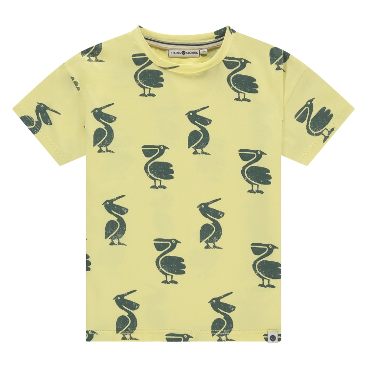 Babyface Stains & Stories Kurzarm T-Shirt in in Gelb mit Pelikan - SALE Babyface Stains & Stories Kurzarm T-Shirt in in Gelb mit Pelikan - SALE