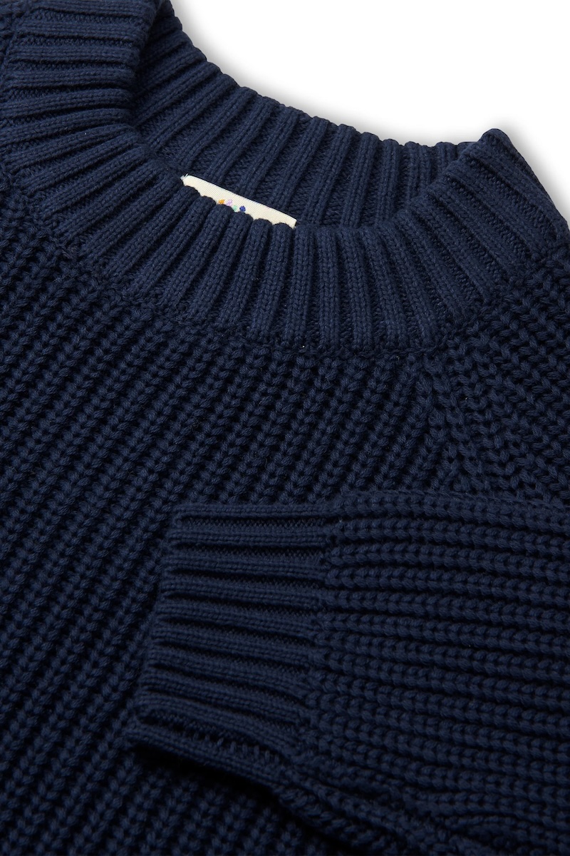 Copenhagen Colors Grobstrick GOTS Bio-Baumwolle Klassik Rundhals Pullover in Navy