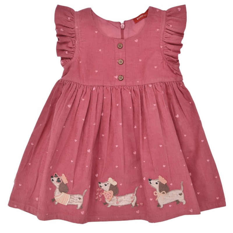 Bondi Cord Kleid in Berry Pink mit süßen Dackel Bondi Cord Kleid in Berry Pink mit süßen Dackel