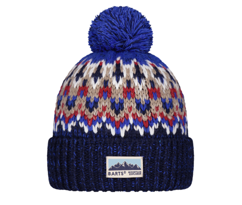 Barts Kids Tobles Beanie Mütze mit Pom und Winterprint - Navy
