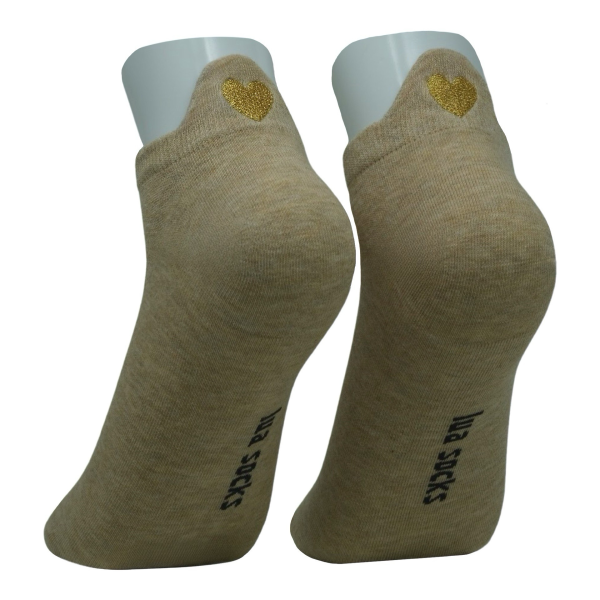 Lua Golden Heart Sneaker Socken - Oatmeal Beige