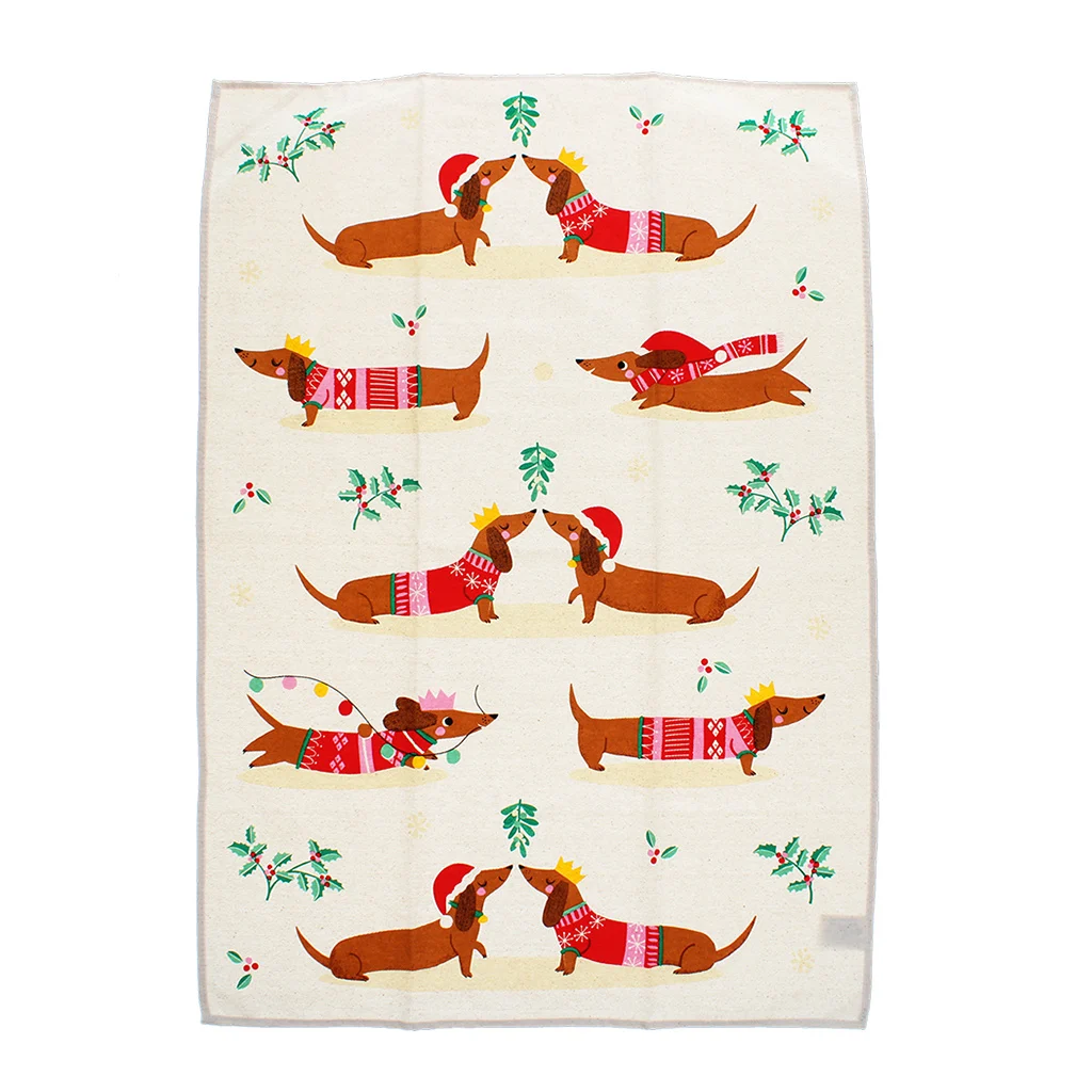 Rex London Geschirrtuch Festive Sausage Dogs - Weihnachtliche Dackel