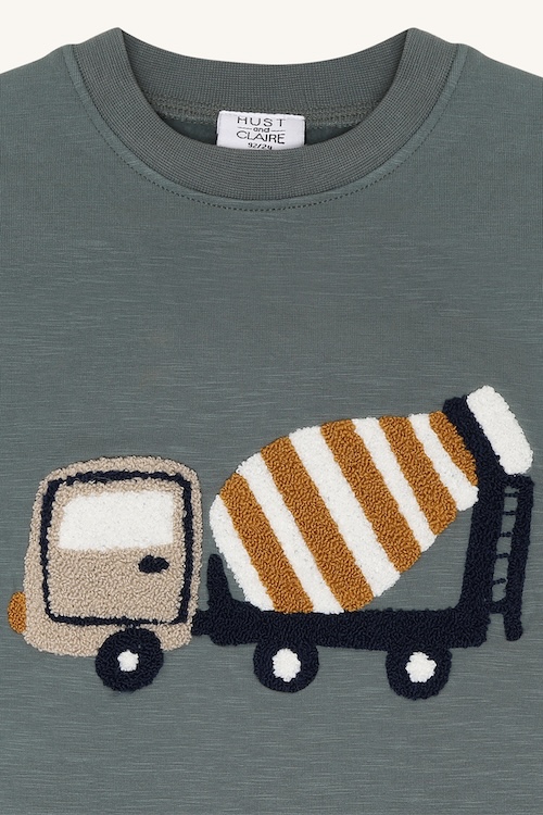 Hust & Claire Sejer Sweatshirt in Balsam Grün - Zement Mixer Baufahrzeug Hust & Claire Sejer Sweatshirt in Balsam Grün - Zement Mixer Baufahrzeug