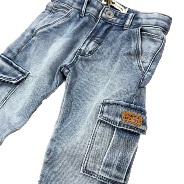 Babyface Stains & Stories Jungs worker Pants in Faded Blue Denim - SALE Babyface Stains & Stories Jungs worker Pants in Faded Blue Denim - SALE