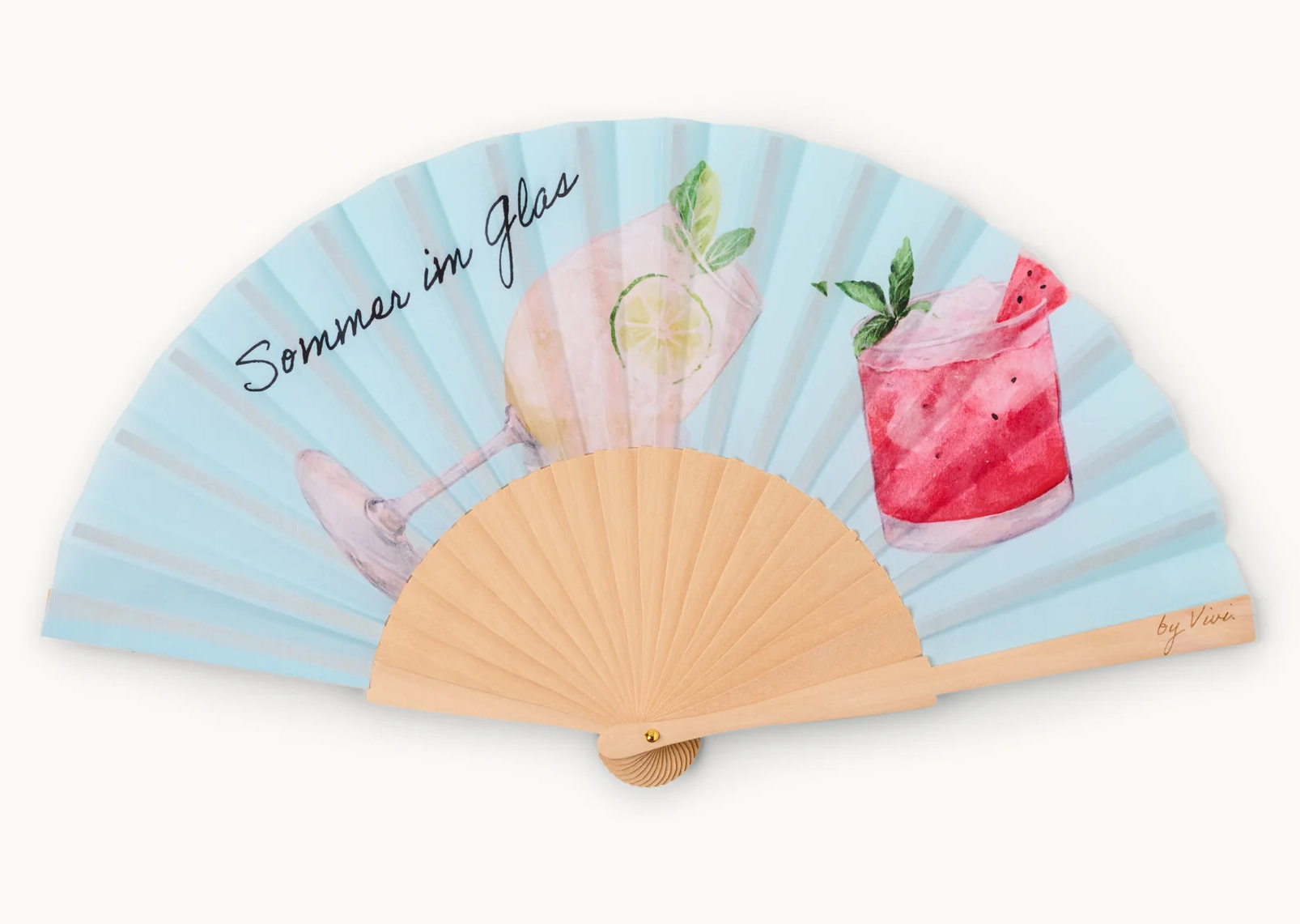 By Vivi Fächer Handgefertigt aus Seide mit Geschenkbox - Cocktails - Sommer im Glas