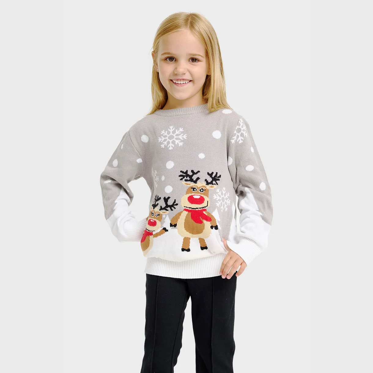 Christmas Sweater Unisex Jungs & Mädchen Weihnachtspullover in Grau mit Rudolf Rentier Christmas Sweater Unisex Jungs & Mädchen Weihnachtspullover in Grau mit Rudolf Rentier