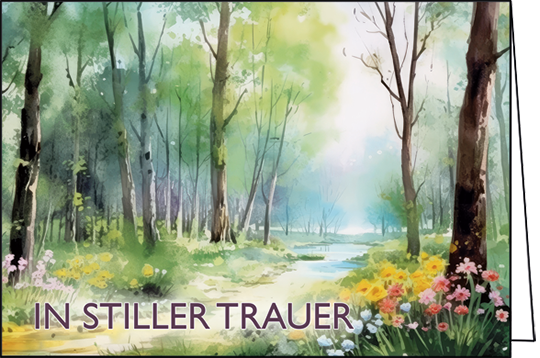 Edition Gollong Grußkarte - In Stiller Trauer - Wasserfarben Wald