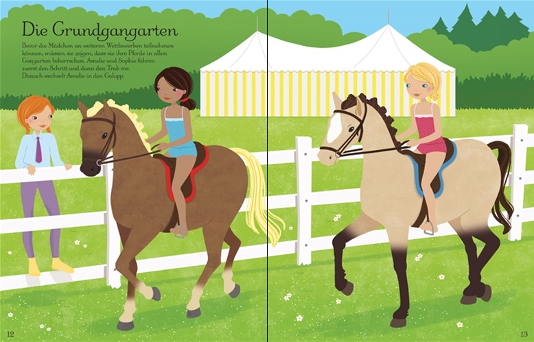 Usborne Anziehpuppen-Stickerbuch auf dem Reitturnier