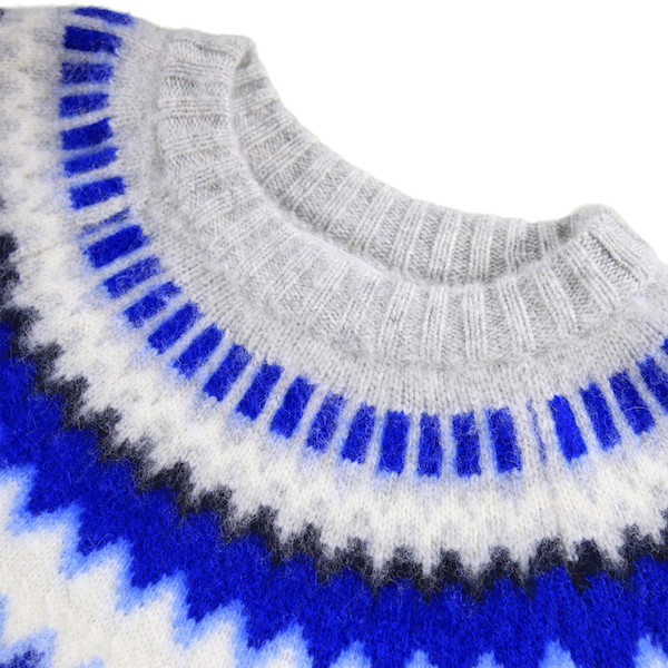Molo Baes Norweger Wolle Pullover Strickpulli in Nordic Blues Grau & Brilliant Blau 