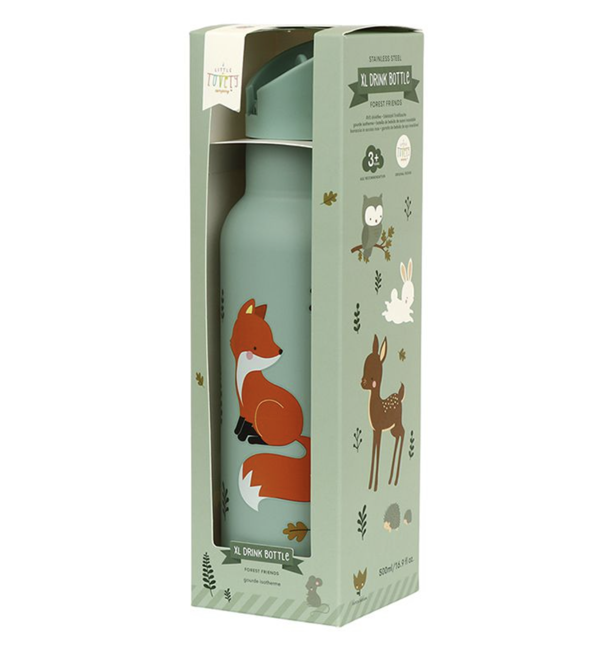 A Lovely Little Company Thermos Edelstahl Trinkflasche Groß mit Strohhalm - 500ml Waldfreunde A Lovely Little Company Thermos Edelstahl Trinkflasche Groß mit Strohhalm - 500ml Waldfreunde
