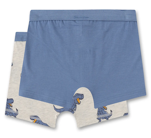 Sanetta Jungs Boxershorts 2er Set - Dino + Unifarben blau