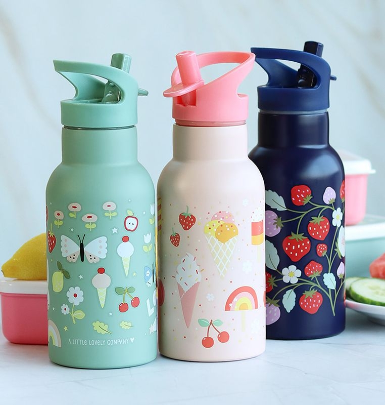 A Lovely Little Company Thermos Edelstahl Trinkflasche mit Strohhalm - Eiscreme A Lovely Little Company Thermos Edelstahl Trinkflasche mit Strohhalm - Eiscreme