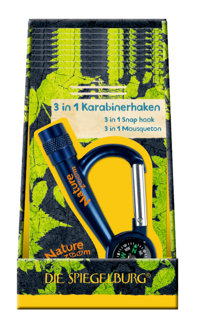 Nature Zoom 3 in 1 Karabinerhaken - Kompass, Karabiner, Taschenlampe Nature Zoom 3 in 1 Karabinerhaken - Kompass, Karabiner, Taschenlampe