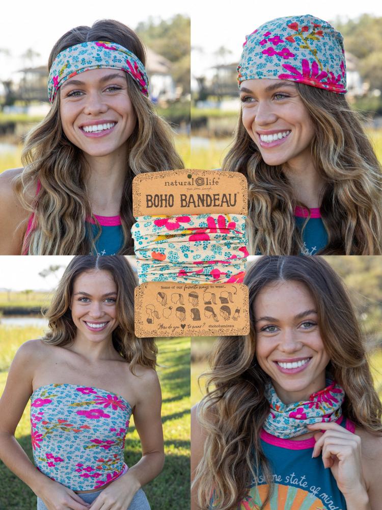 Natural Life Stirn- und Haarband Boho Bandeau blue pink Daisies Natural Life Stirn- und Haarband Boho Bandeau blue pink Daisies