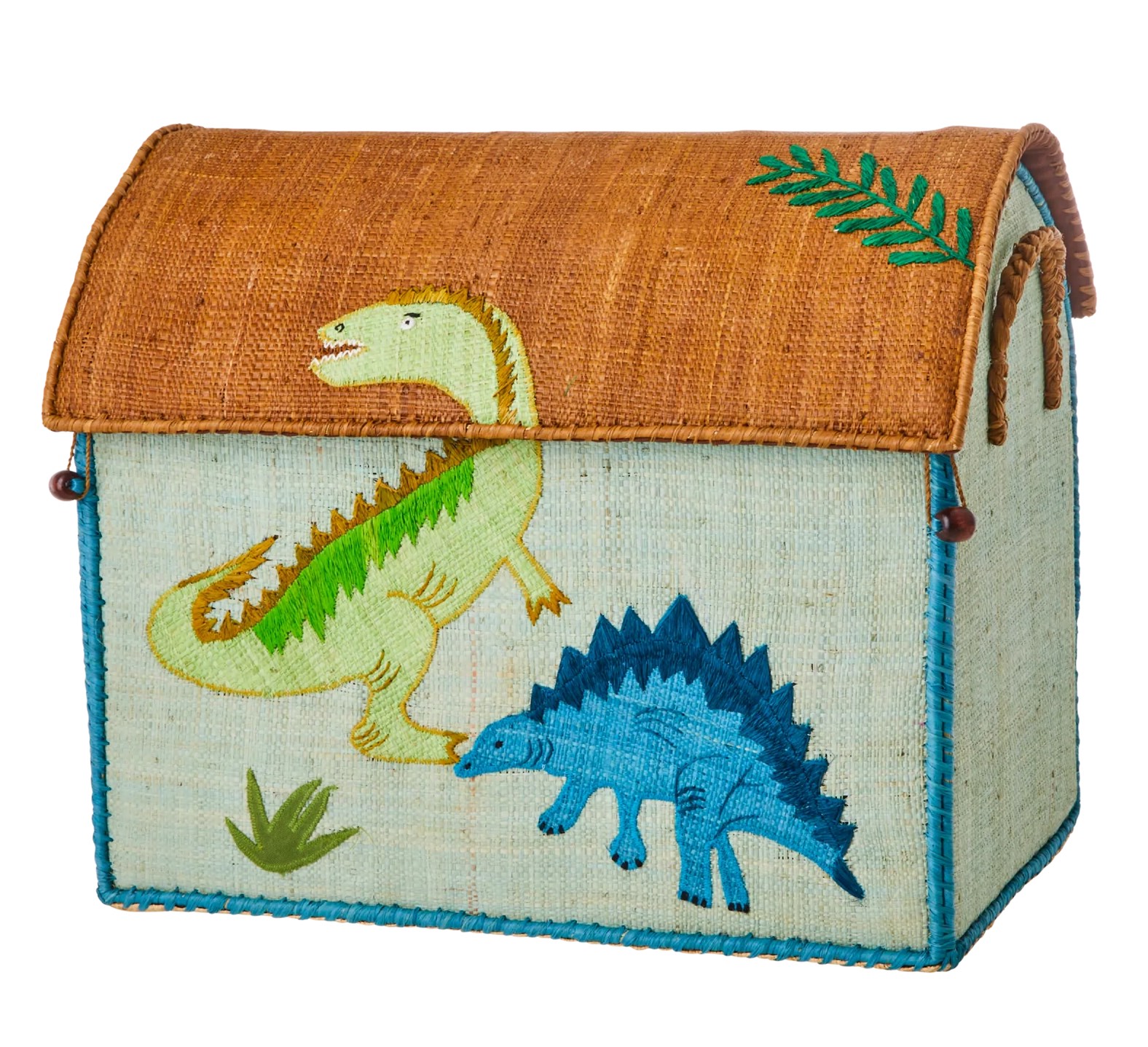 BSHOU-MDIN_1_f39cde69-644b-456f-a26f-b926ac22c479_1800x1800-Kopie RICE Raffia Aufbewahrungskorb Spielzeug Truhe - Dinosaurier - Medium - Dinos