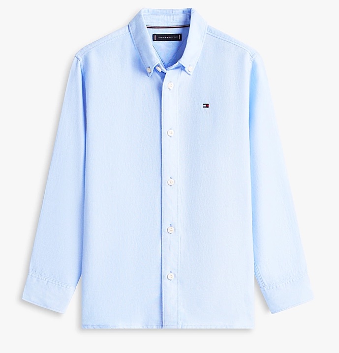 Tommy Hilfiger Relaxed Fit Leinenmix-Hemd mit Flag-Stickerei - Sweet Blue - Hellblau