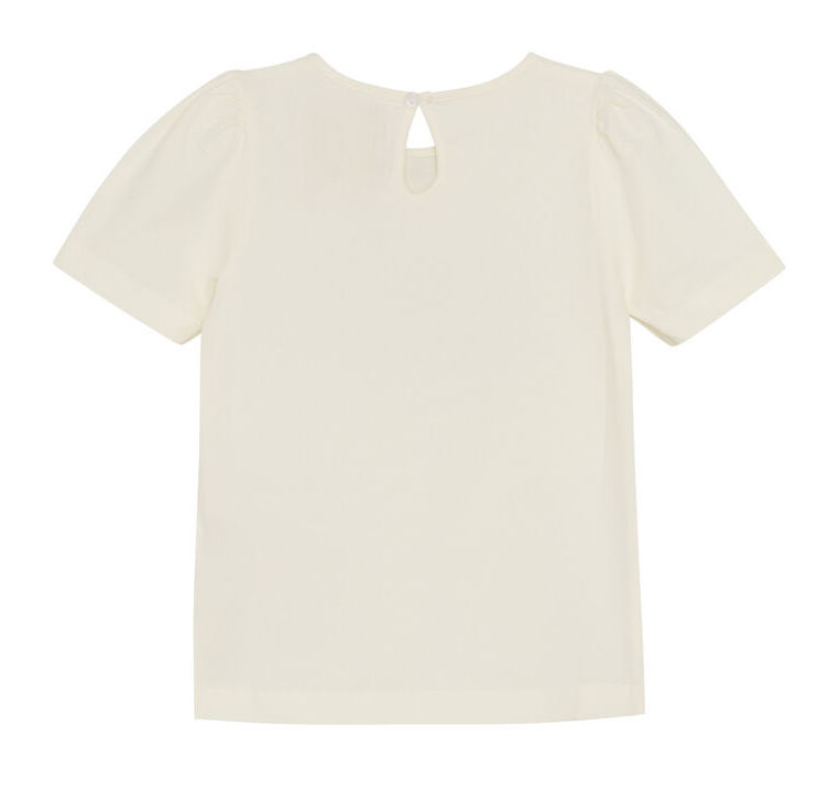 Creamie Kurzarm Bio-Baumwolle T-Shirt in Creme mit Orchid Petal Blumen Creamie Kurzarm Bio-Baumwolle T-Shirt in Creme mit Orchid Petal Blumen