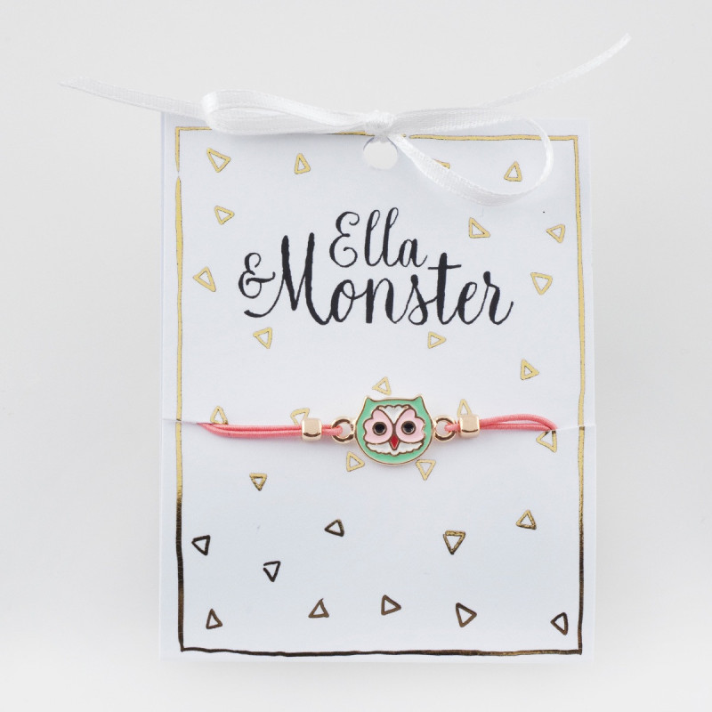 owl-armband-Ella-MOnster Ella & Monster Armband in pink - Eule