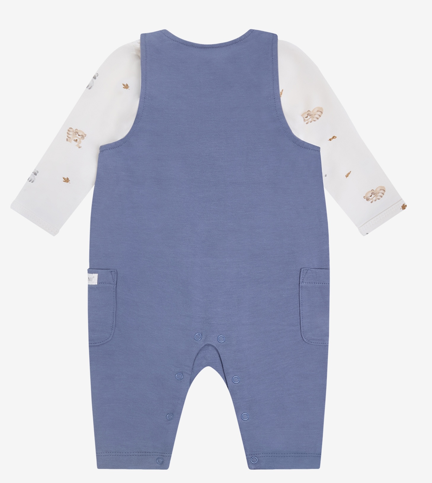 FIXONI Overall Set aus Sweat in Blau & Body in mit Waschbären