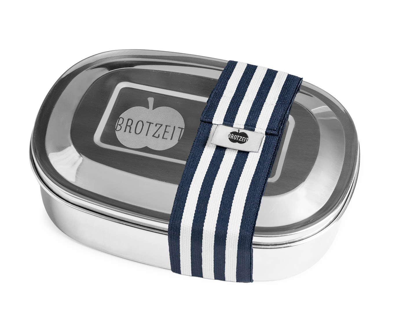 Pure-and-Green_EDELSTAHL-BROTZEITDOSE_NAVY-STRIPE Brotzeit Magic - Brotzeitdose aus Edelstahl mit herausnehmbarer Unterteilung - Navy Gestreift
