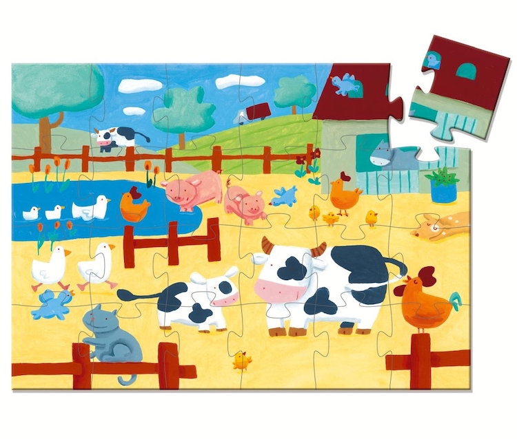 DJ07205-Puzzle-Kuehe-und-die-Farm-24-Teile-2 Djeco Formen Puzzle Kuh & Farm - 24 Stück