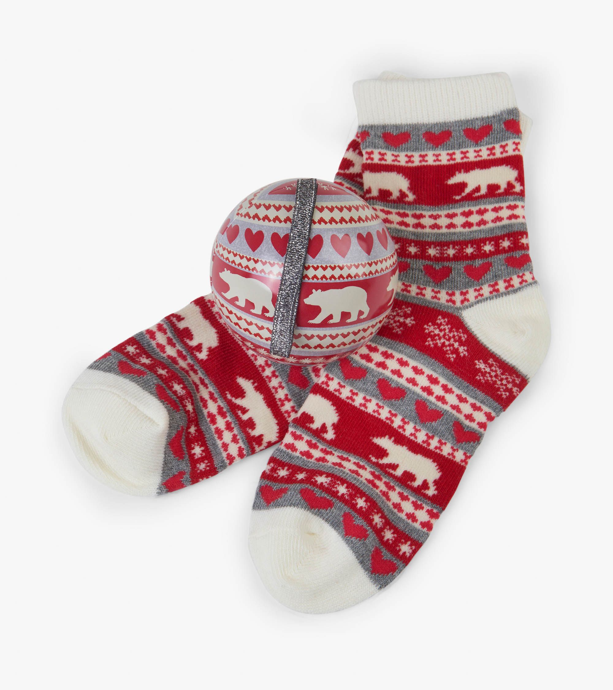Little Blue House Kinder Socken in Weihnachtskugel - Fair Isle Bären