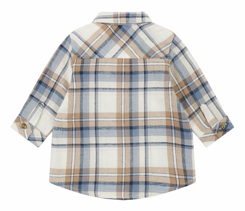 Steiff Langarm Flannel Hemd mit Kragen - Stonewash Karo Braun Beige