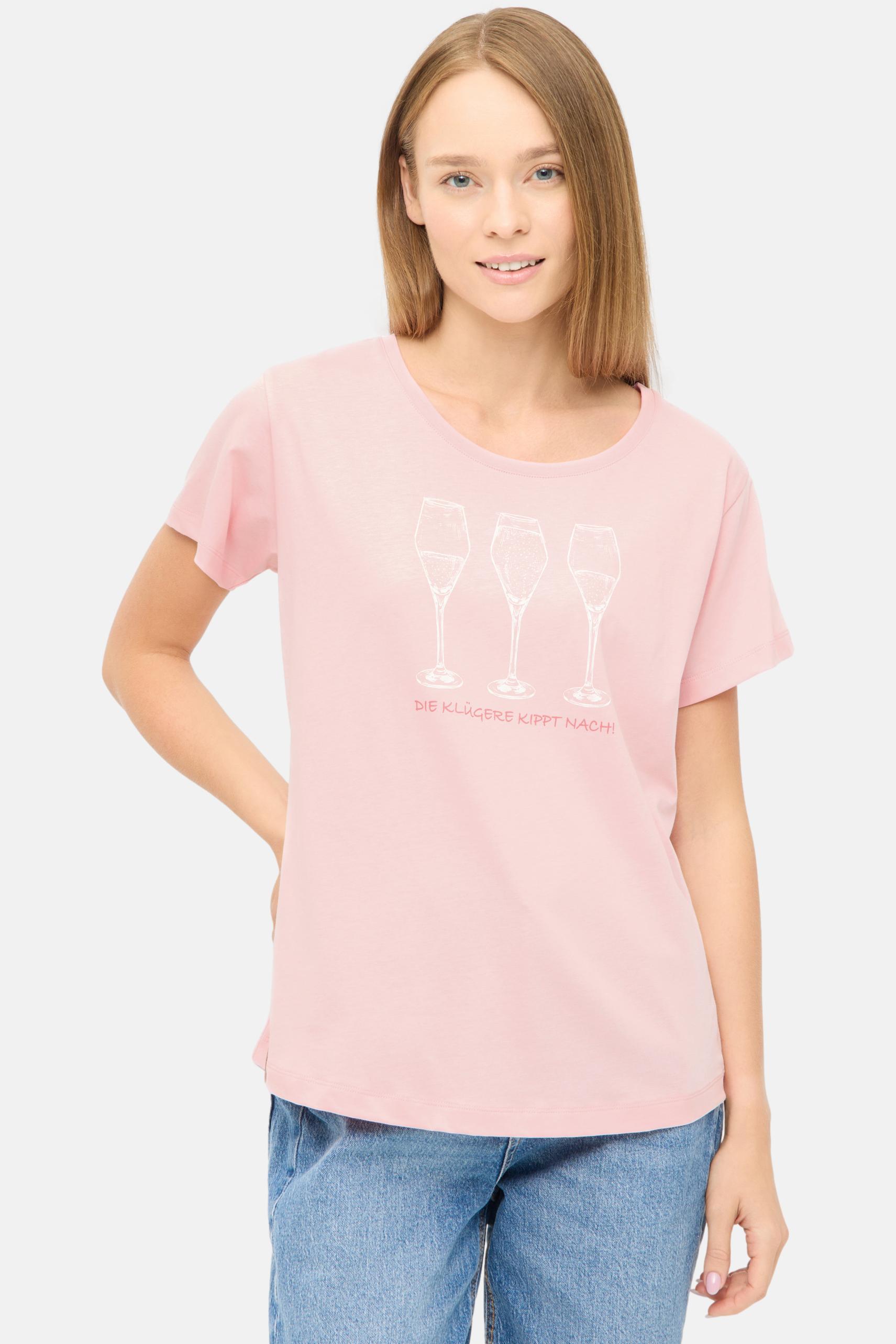Derbe Damen T-Shirt Der Klügere kippt nach! - Rosa