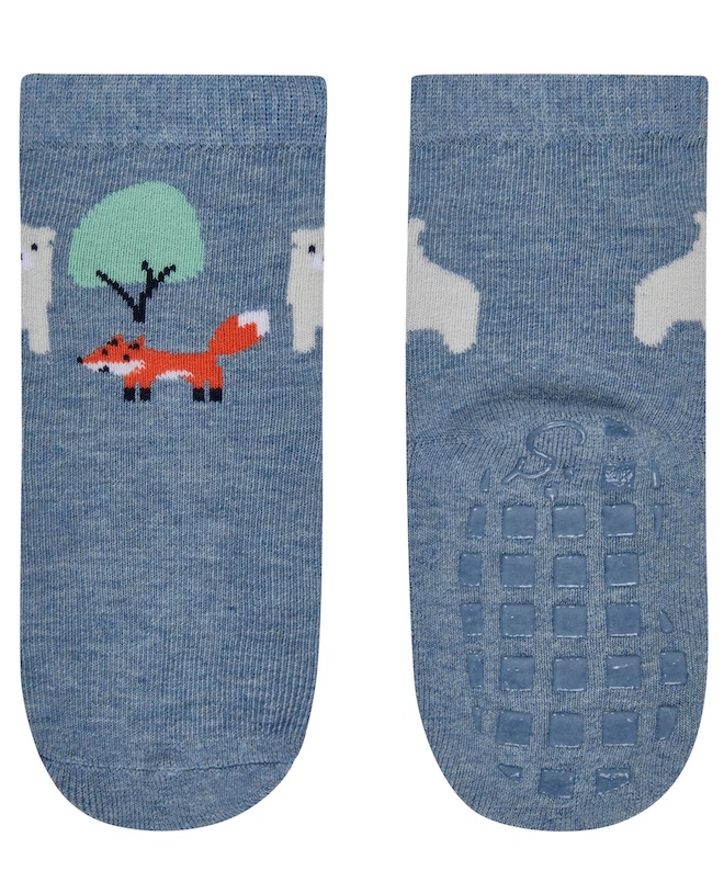 Sterntaler ABS-Socken Stoppersocken Doppelpack Waldtiere & Bäume in Blau