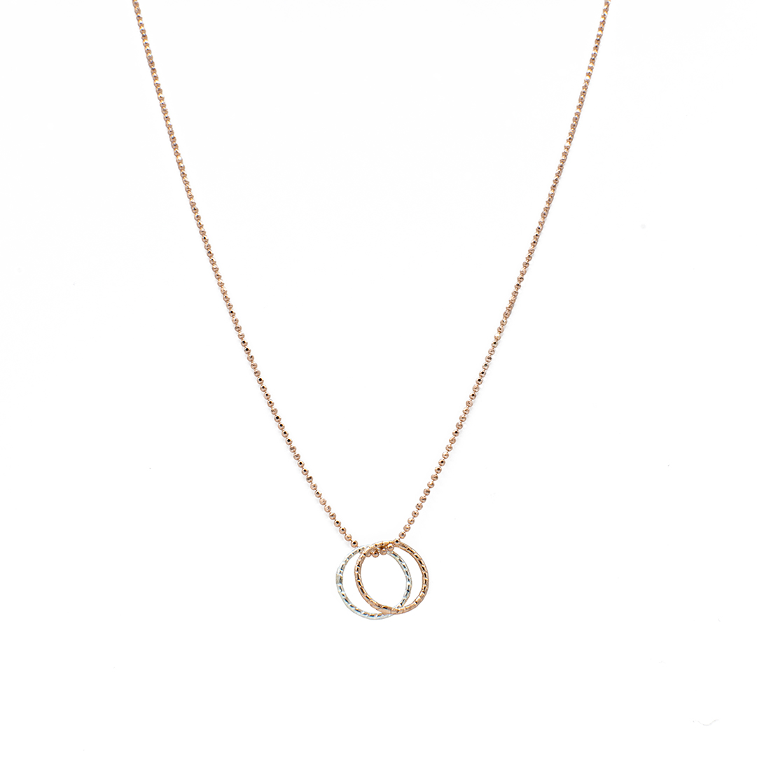 Kette_klein_Ringe_rose inrosa Kette Modell Kette Modell ‘Mira’ Sterling Silber vergoldet - Roségold