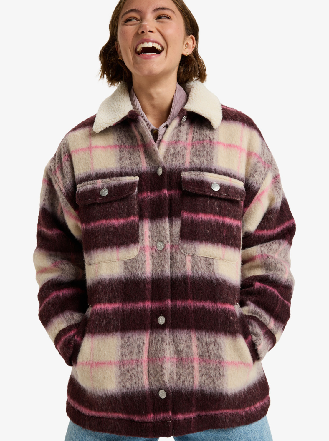 Roxy Passage Of Time - Karo Kuschel Jacke mit Wolle für Damen - SALE