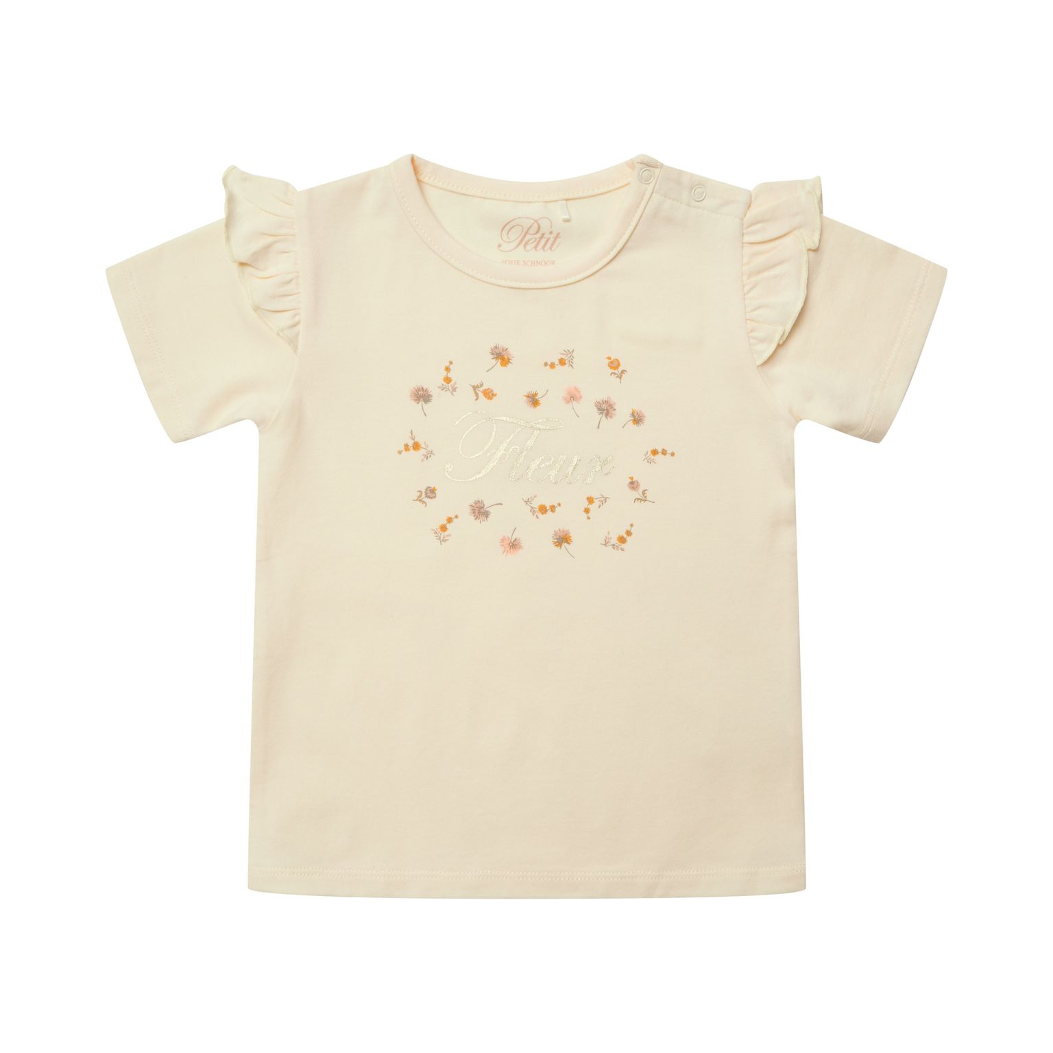 P212585_0109_1 Petit by Sofie Schnoor Kurzarm T-Shirt mit Volants - Blumen - Fleur - SALE