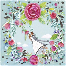 Edition Gollong Minikarte zur Hochzeit - Brautpaar im Blumenkranz