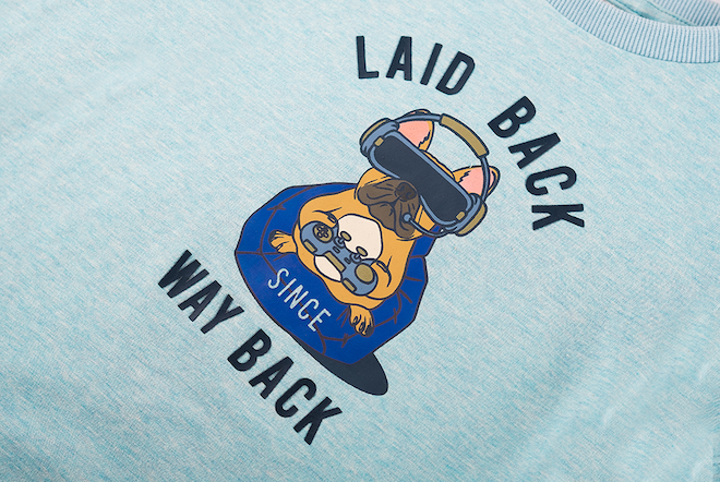 Someone Nibble Kurzarm T-Shirt in Hellblau Melange - Laid Back Way Back